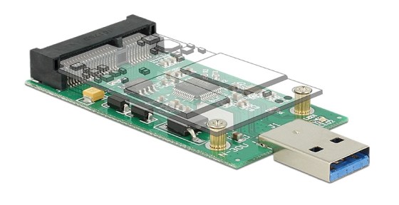 Delock Átalakító USB 3.0 A papa - mSATA teljes méret (62681)